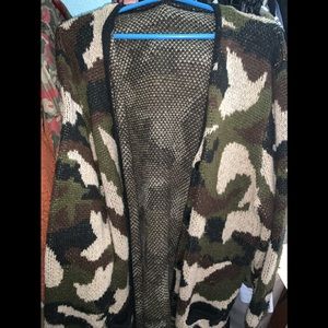 Urban Outfitters Camo Cardigan With Pockets